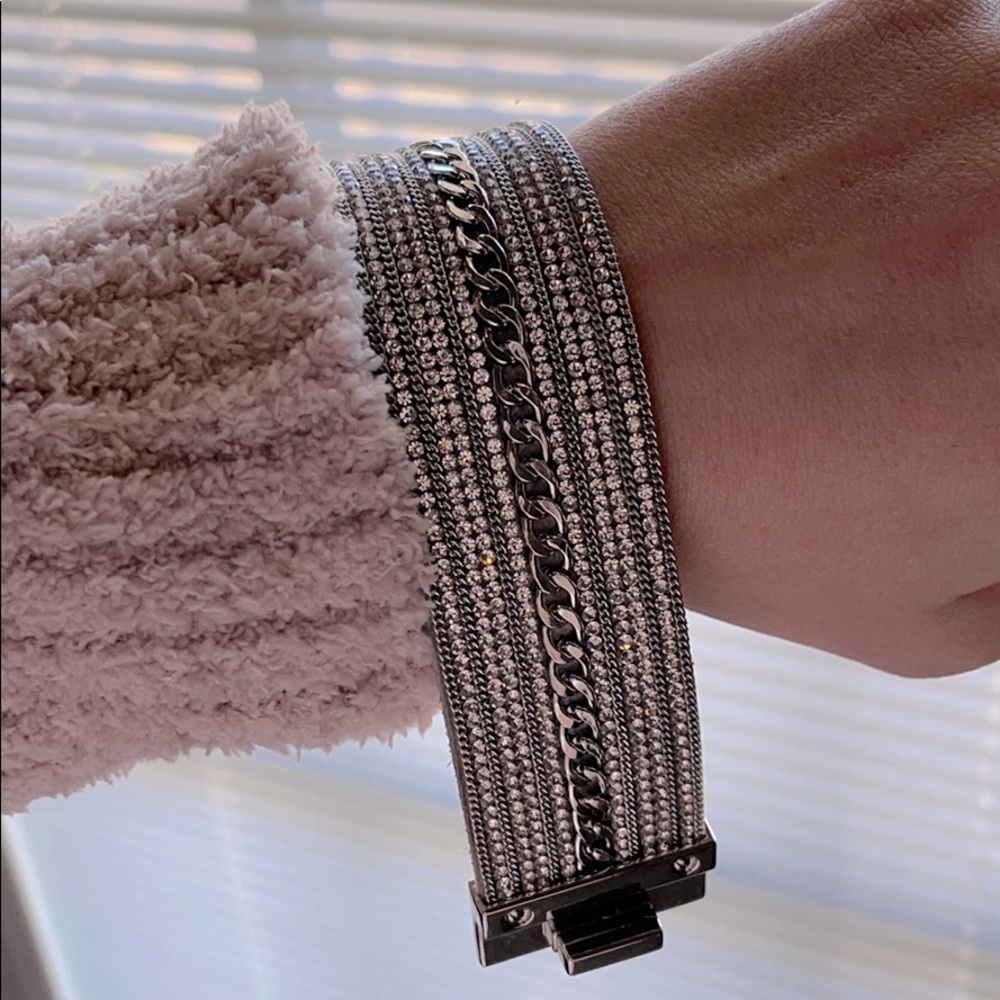 Rhinestone Crystal and Chain Bracelet